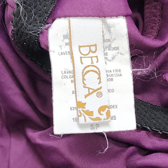 BECCA Swimsuit Size S Purple Socialite Ruffle One-Piece Plunge V-Neck Backless - Picture 5 of 12